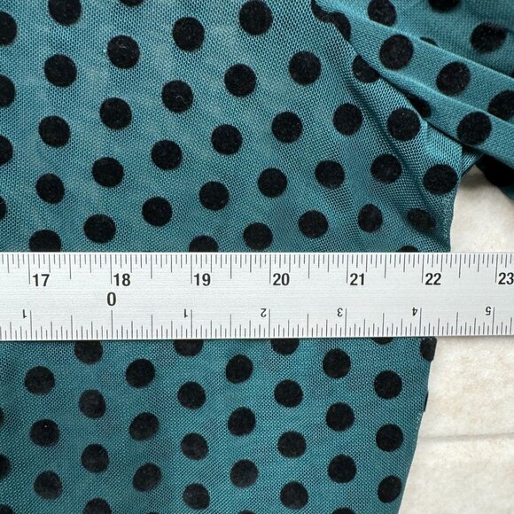 Lane Bryant Women’s 18/20 Teal Polka Dot Mesh Long Sleeve Mock Neck Blouse NWT - Picture 9 of 12